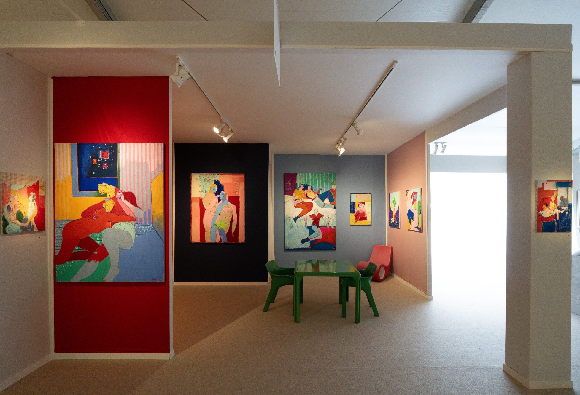 Vue du stand de Xavier de Vilmorin à la Moderne Art Fair Paris 2026, présentant ses peintures contemporaines avec H.D Galerie.
