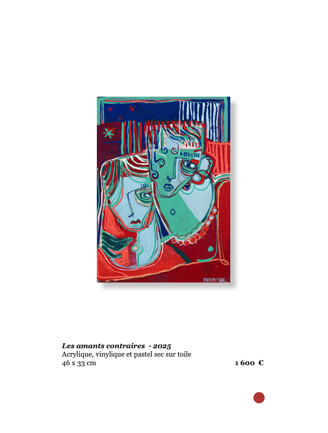 Xavier de Vilmorin, Les amants contraires, Exposition Naitre à soi, H.D Galerie, 45 rue Vivienne, Paris 2, novembre 2025 - janvier 2026