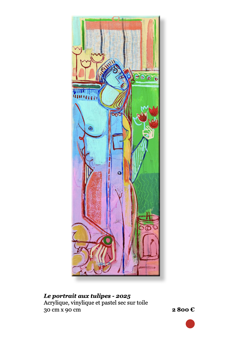 Xavier de Vilmorin, Le portrait aux tulipes, Exposition Naitre à soi, H.D Galerie, 45 rue Vivienne, Paris 2, novembre 2025 - janvier 2026