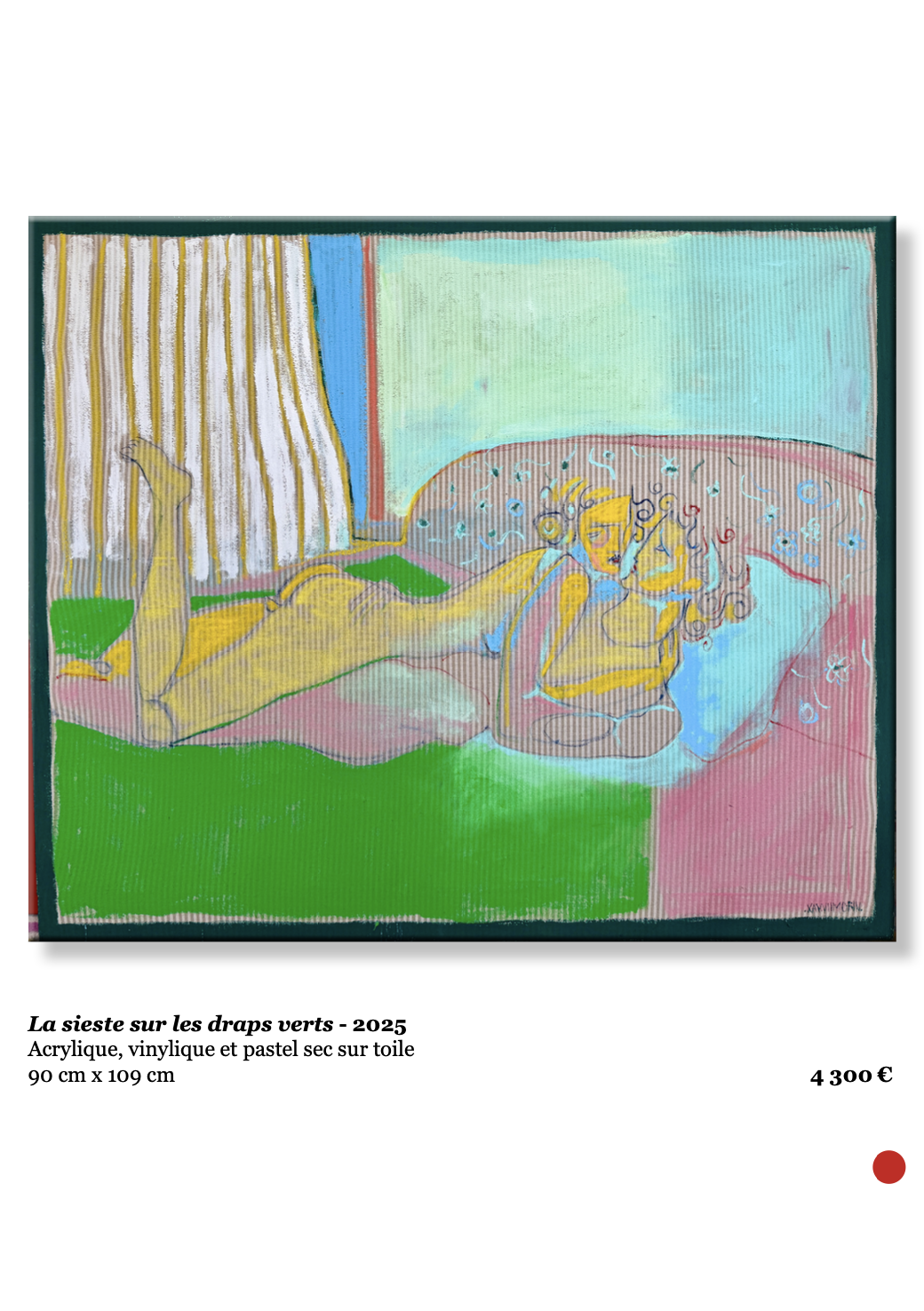 Xavier de Vilmorin, La sieste sur les draps verts, Exposition Naitre à soi, H.D Galerie, 45 rue Vivienne, Paris 2