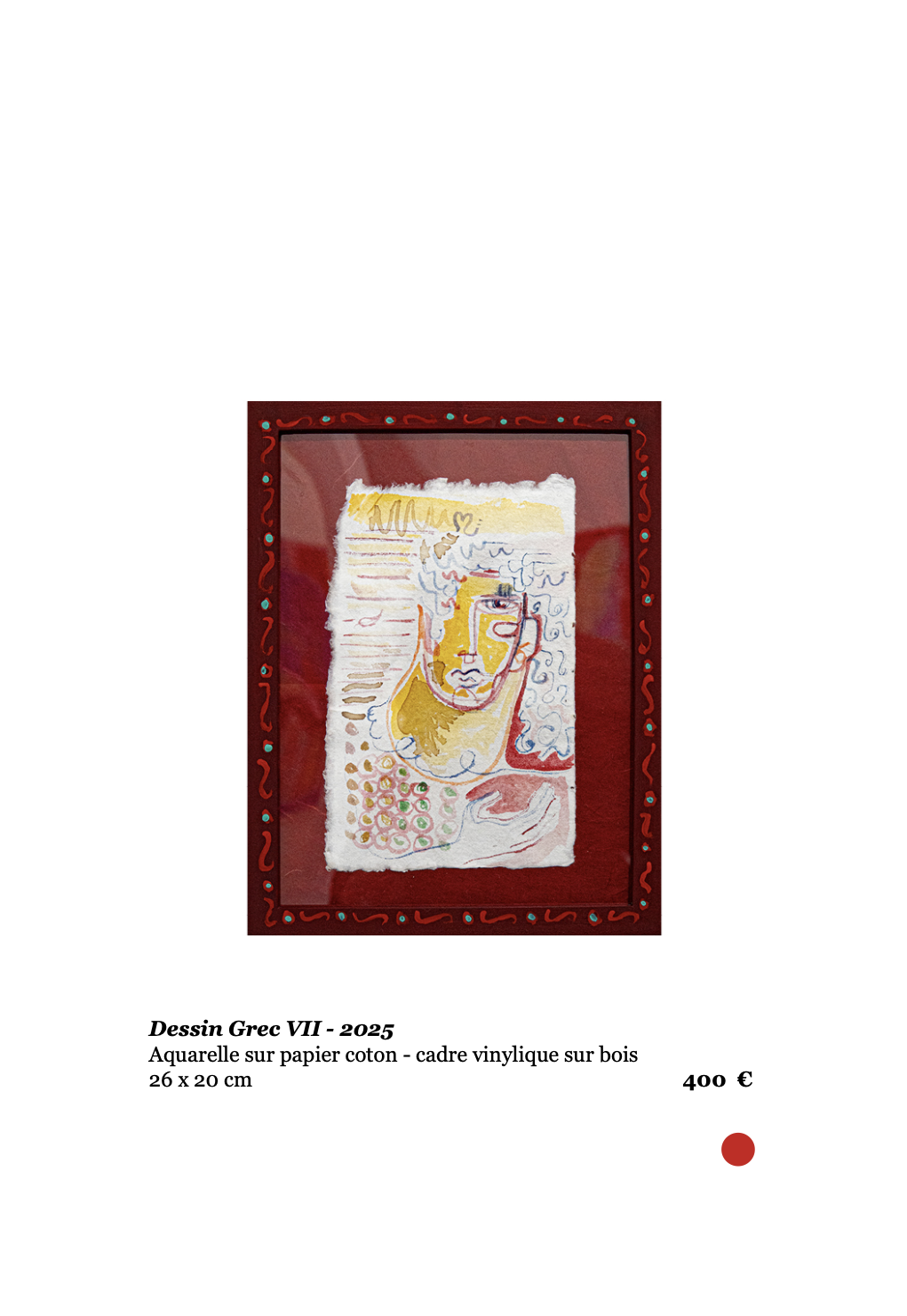 Xavier de Vilmorin, Dessin Grec VII, Exposition Naitre à soi, H.D Galerie, 45 rue Vivienne, Paris 2, novembre 2025 - janvier 2026