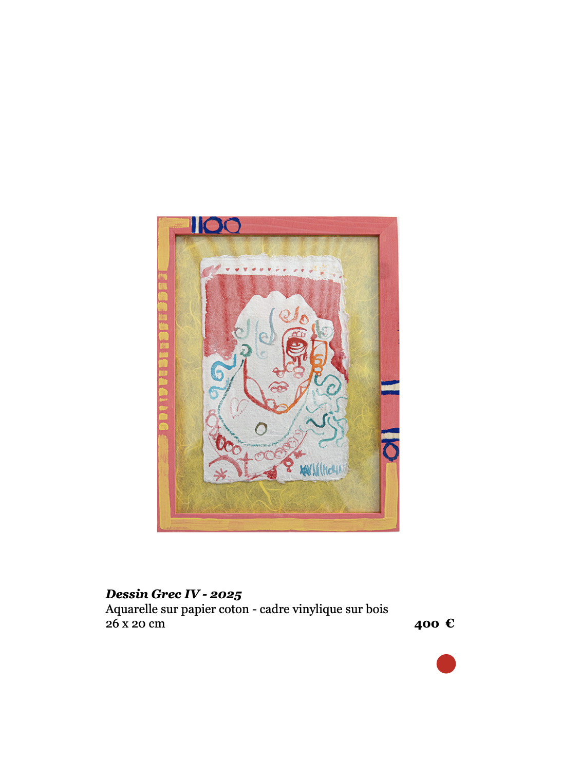 Xavier de Vilmorin, Dessin Grec IV, Exposition Naitre à soi, H.D Galerie, 45 rue Vivienne, Paris 2, novembre 2025 - janvier 2026