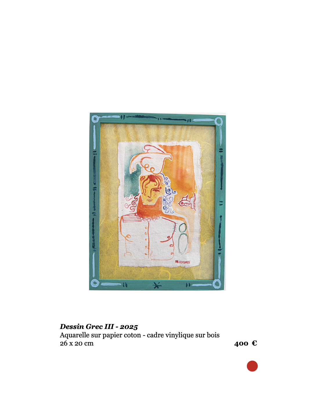 Xavier de Vilmorin, Dessin Grec III, Exposition Naitre à soi, H.D Galerie, 45 rue Vivienne, Paris 2, novembre 2025 - janvier 2026