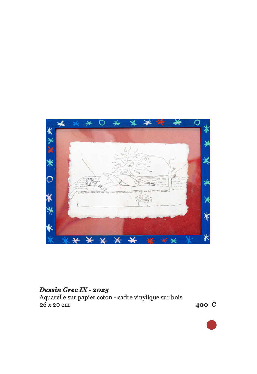 Xavier de Vilmorin, Dessin Grec IX , Exposition Naitre à soi, H.D Galerie, 45 rue Vivienne, Paris 2, novembre 2025 - janvier 2026